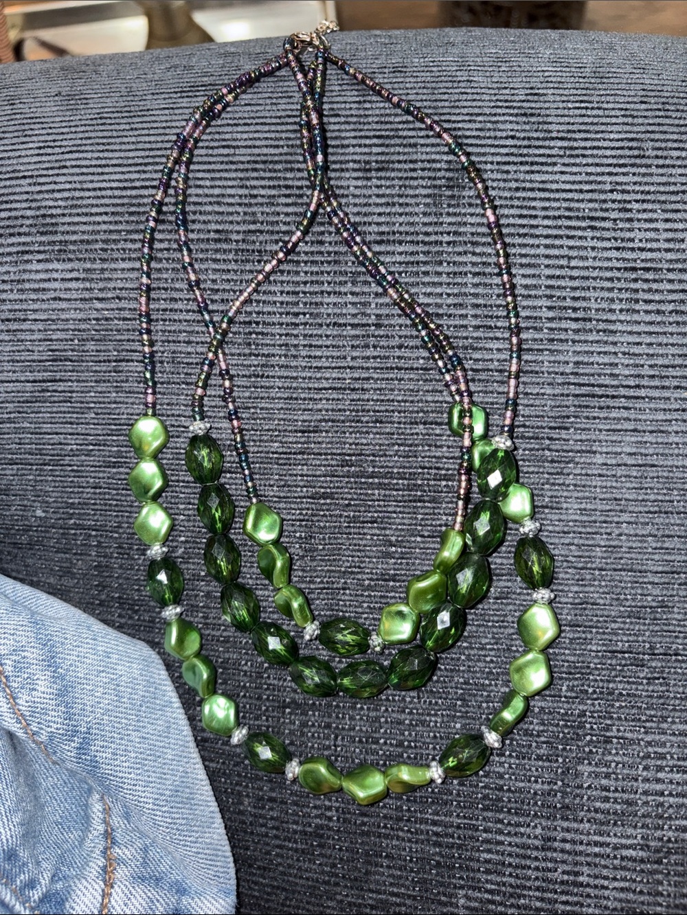 Unbranded Multi-Strand Necklace Women‎ OS Green Good Layered Mixed Bead Boho